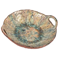 Hello Honey® 10.75" Multicolor Round Stoneware Bowl with Handles