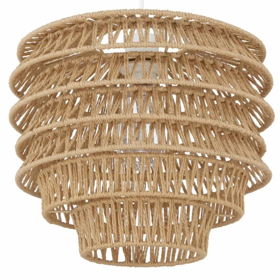 Hello Honey® 15.25" Natural Boho Handwoven Paper Rope & Metal Ceiling Pendant Lamp