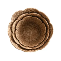 Hello Honey® Natural Scalloped Edge Braided Bankuan & Rattan Basket Set