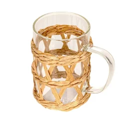 Hello Honey® 10oz. Clear Glass Mugs with Natural Woven Sleeves, 12ct.