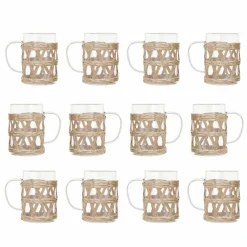 Hello Honey® 10oz. Clear Glass Mugs with Natural Woven Sleeves, 12ct.