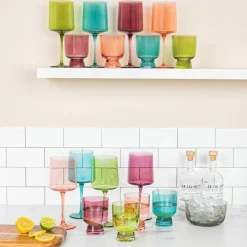 Hello Honey® 14oz. Hand Blown Stemmed Wine Glass Set