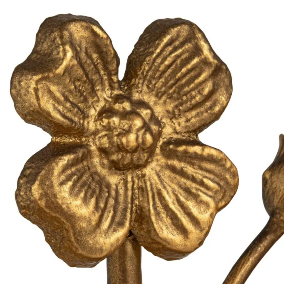 Hello Honey 2-Piece Cast Metal Flower Bookends, Gold Finish