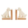 Hello Honey 2-Piece Hand-Painted Stoneware Vintage Poodle Bookends, White and Gold Finish