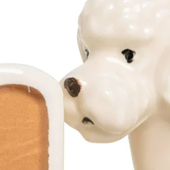 Hello Honey 2-Piece Hand-Painted Stoneware Vintage Poodle Bookends, White and Gold Finish