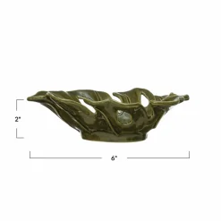 Hello Honey® 6" Reactive Glaze Stoneware Leaf Shaped Bowl