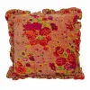 Hello Honey® Red Floral Printed Chambray Back & Ruffle Cotton Velvet Pillow
