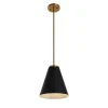 Hello Honey® Robert Stevenson Lighting Beckett Black & Brushed Gold Metal Ceiling Light with Shade