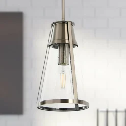 Hello Honey® Robert Stevenson Lighting Jaxon Metal & Seedy Glass Ceiling Light