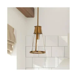 Hello Honey® Robert Stevenson Lighting Jaxon Metal & Seedy Glass Ceiling Light