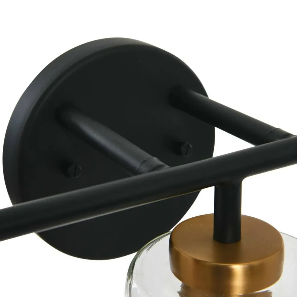 Hello Honey® Robert Stevenson Lighting Kendrick Matte Black & Brushed Gold Metal & Glass 3-Light Vanity Light