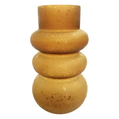 Hello Honey Round Curved Glass Vase, Frosted Finish, Brown