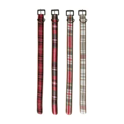 Hello Honey Small Cotton and Leather Dog Collar with Metal Buckle, Multicolor, Set of 4