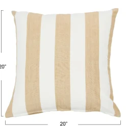 Hello Honey® 20'' Square Beige Striped Cotton Pillow Cover