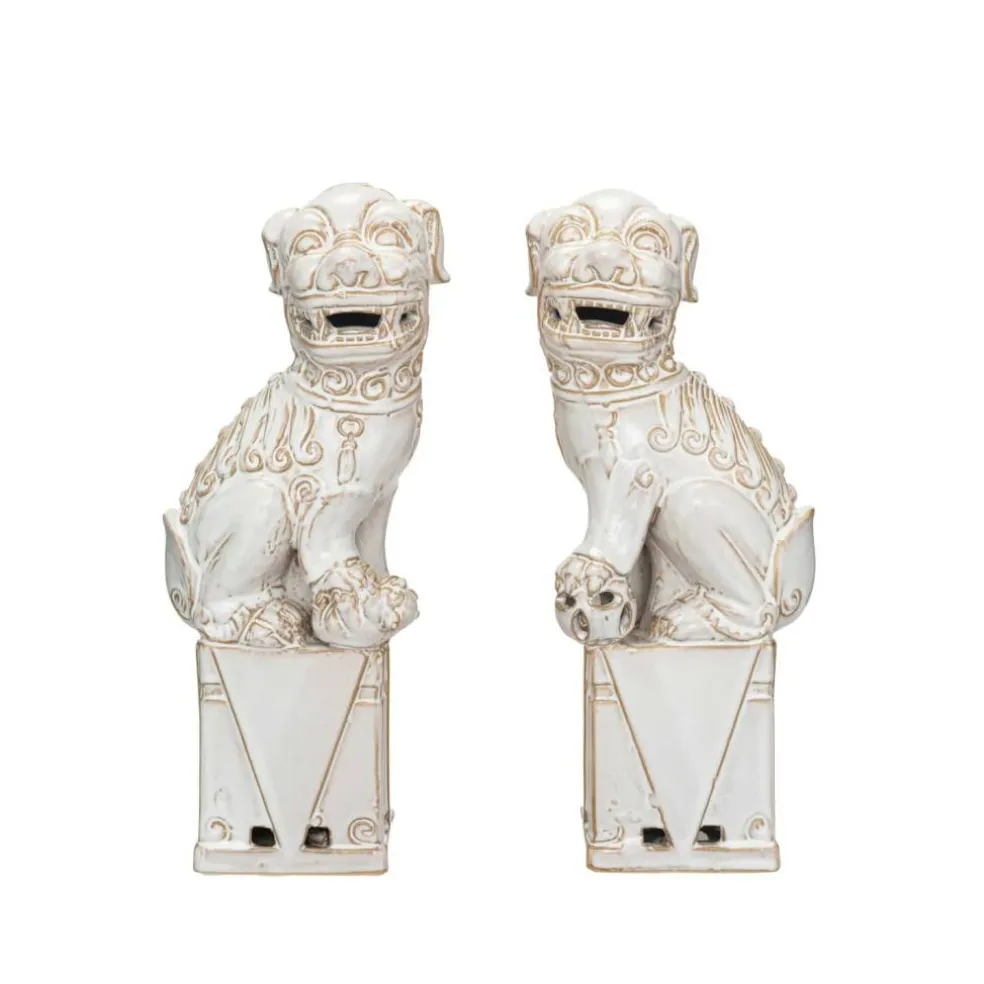 Hello Honey® 13.25" Vintage Reproduction Stoneware Guardian Lions Bookends Set