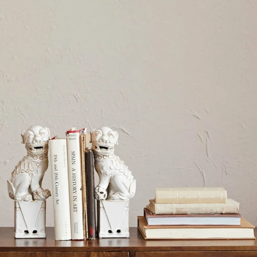 Hello Honey® 13.25" Vintage Reproduction Stoneware Guardian Lions Bookends Set