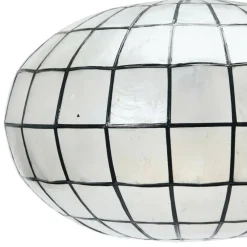 Hello Honey® 16" White Capiz Seashell & Black Oblong Ceiling Light