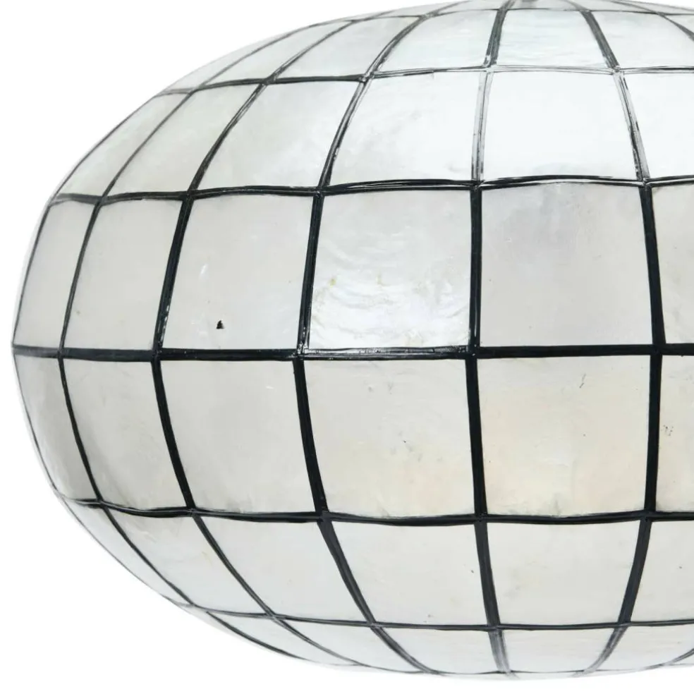 Hello Honey® 16" White Capiz Seashell & Black Oblong Ceiling Light