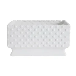 Hello Honey® 11" White Hobnail Rectangle Ceramic Planter