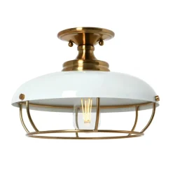Hello Honey® 13" Wide Caged Dome Metal Semi-Flush Mount Ceiling Light