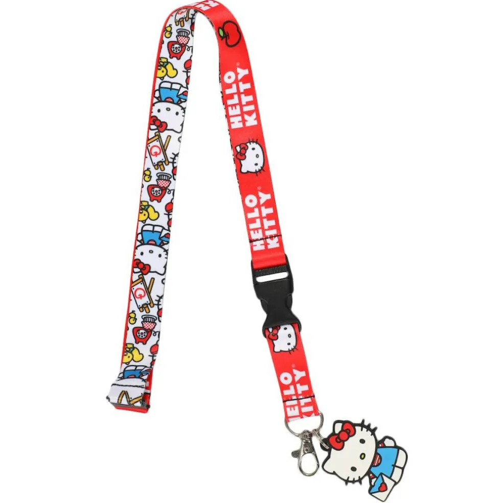 Hello Kitty Lanyard with Breakaway Rubber Charm and ID Sleeve