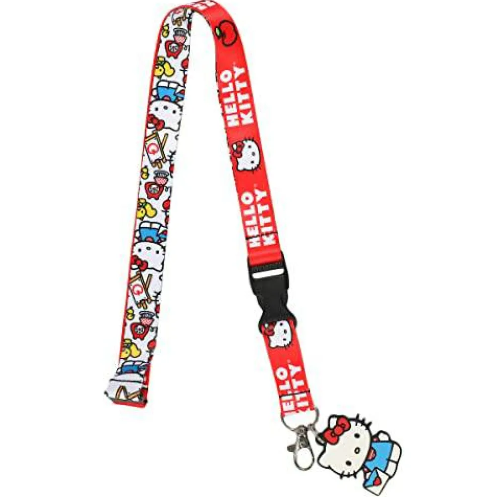Hello Kitty Lanyard with Breakaway Rubber Charm and ID Sleeve