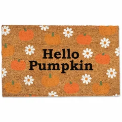 Hello Pumpkin Daisy Pattern Doormat