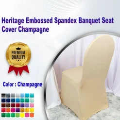 Heritage Embossed Spandex Banquet Seat Cover Champagne