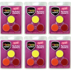 Hero Magnets™ Big Button Magnets, 6 Packs of 3