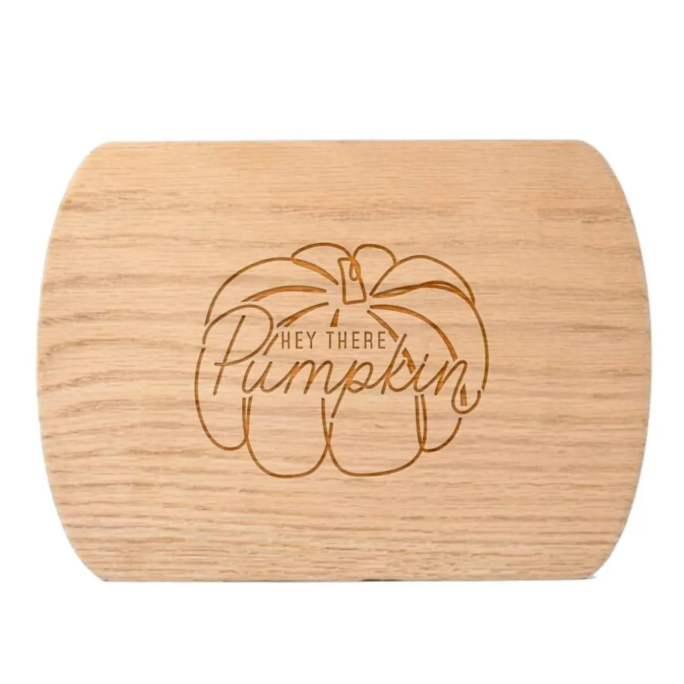 Hey There Pumpkin 8" x 11" Redwood Oval Cutting Board