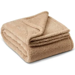 HGTV Teddy Sherpa Fur Throw Blanket 50 x 70 inches