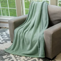 HGTV Teddy Sherpa Fur Throw Blanket 50 x 70 inches