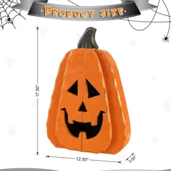 17.5"H/13.75''H Halloween Chunky Wood Jack-O-Lantern Porch Decor