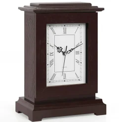 Hidden Safe Table Clock, Vintage Silent Wooden Mantel Clock with Secret Compartment