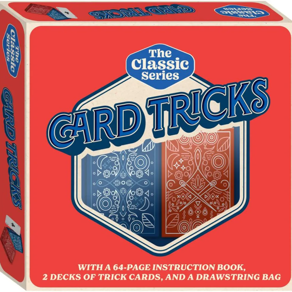 Hinkler: Retro Box - Card Tricks - Magic Kit, Instruction Book, 2 Trick Decks, Drawstring Bag, Learn Classic & Modern Illusions, Kids-Teens-Adults