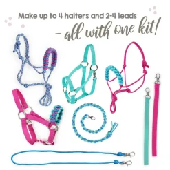 Hobby Horse Halter Making Kit, Rope Halters, Leads, Aqua/Pink Polypropylene (Instructions Included)