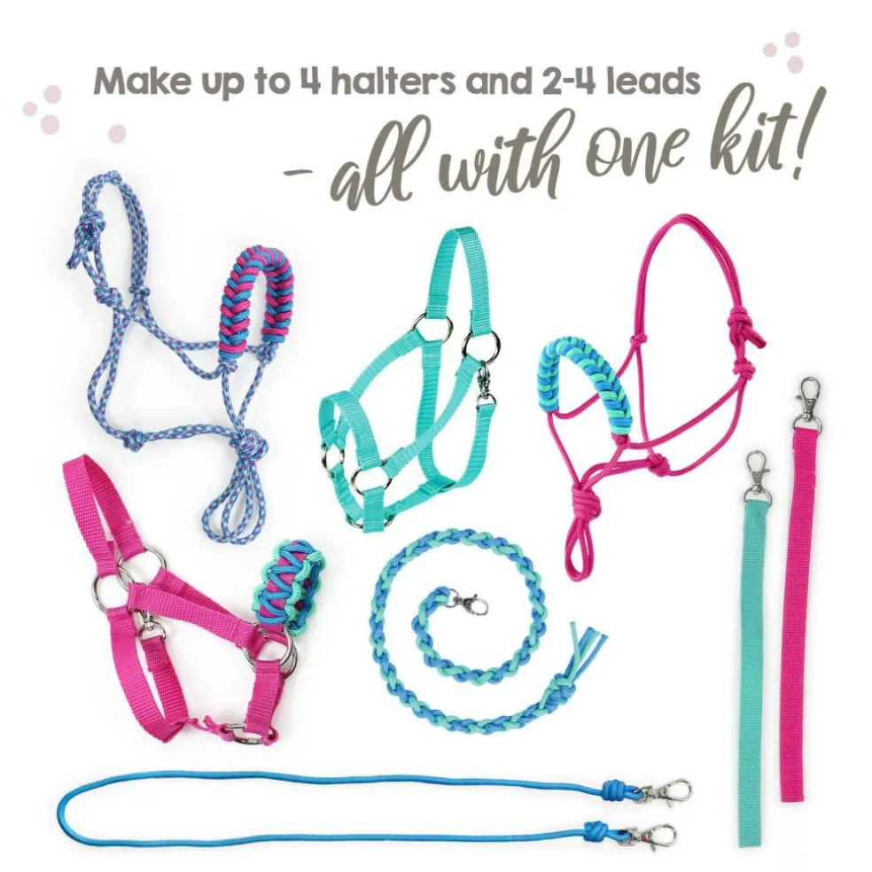 Hobby Horse Halter Making Kit, Rope Halters, Leads, Aqua/Pink Polypropylene (Instructions Included)