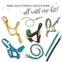 Hobby Horse Halter Making Kit, Rope Halters, Leads, Aqua/Pink Polypropylene (Instructions Included)
