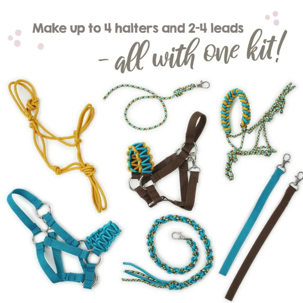 Hobby Horse Halter Making Kit, Rope Halters, Leads, Aqua/Pink Polypropylene (Instructions Included)