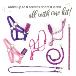 Hobby Horse Halter Making Kit, Rope Halters, Leads, Aqua/Pink Polypropylene (Instructions Included)