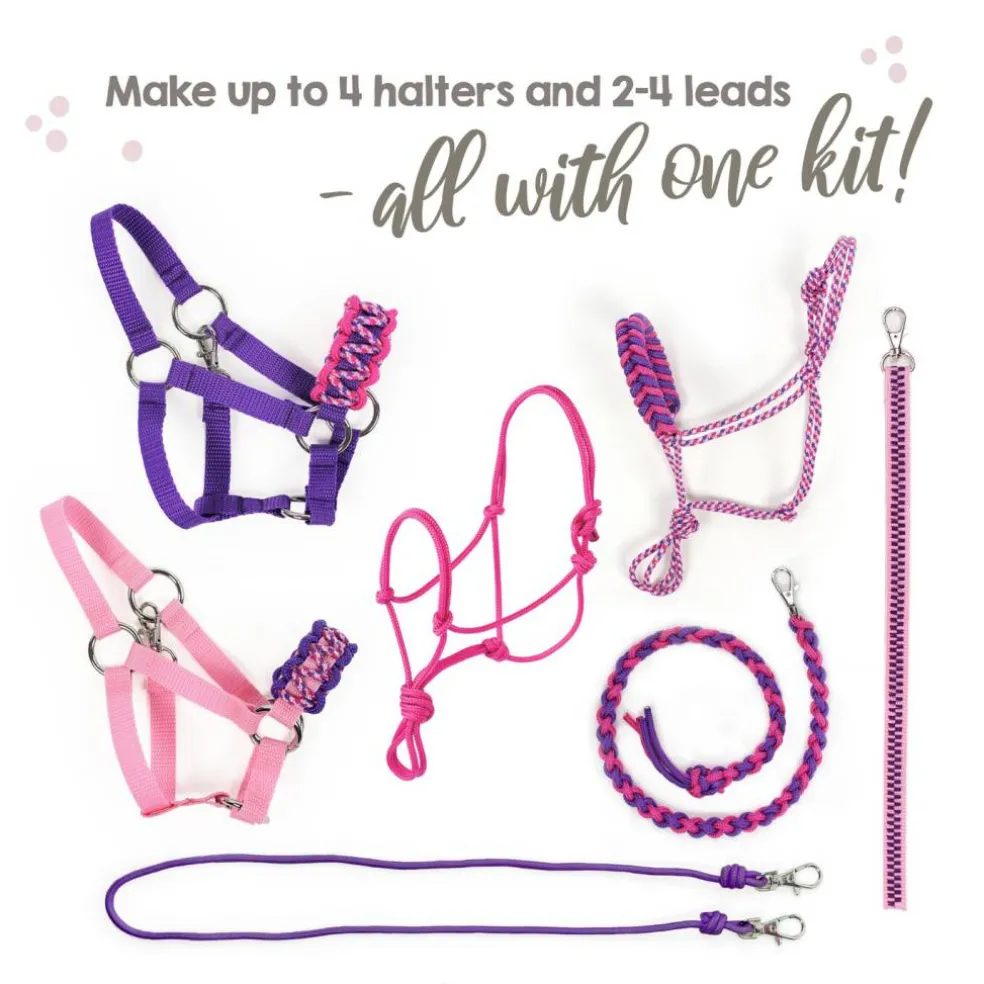 Hobby Horse Halter Making Kit, Rope Halters, Leads, Aqua/Pink Polypropylene (Instructions Included)