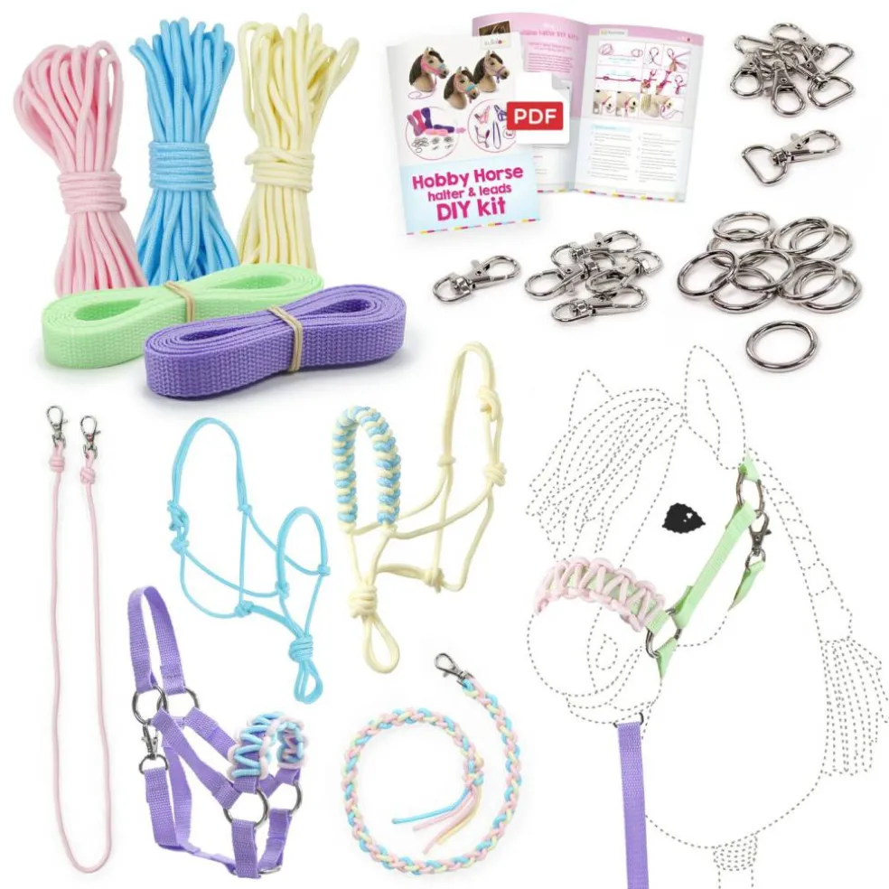 Hobby Horse Halter Making Kit, Rope Halters, Leads, Aqua/Pink Polypropylene (Instructions Included)