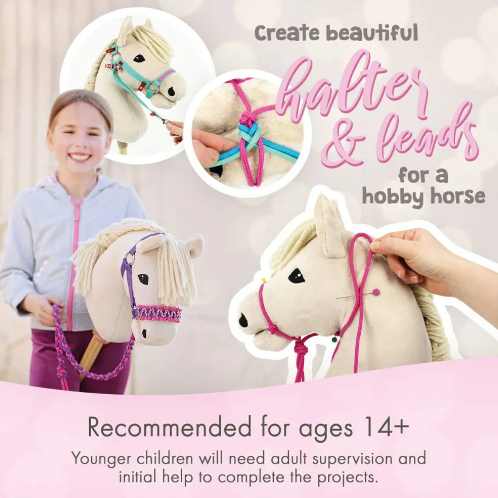 Hobby Horse Halter Making Kit, Rope Halters, Leads, Aqua/Pink Polypropylene (Instructions Included)