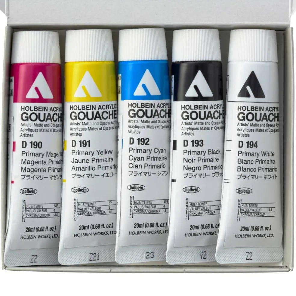 Holbein Artist Acrylic Gouache Primary 5 Mixing Colors Set