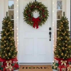 Home Christmas Wreath Doormat