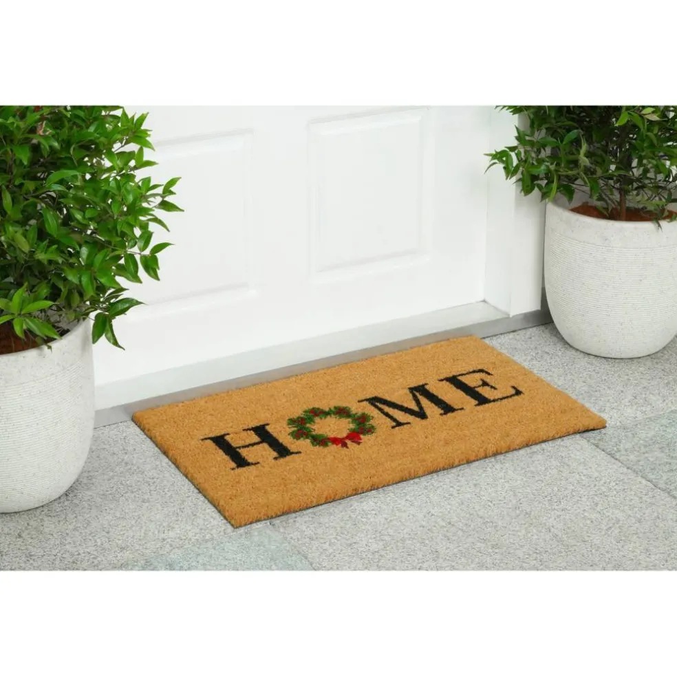 Home Christmas Wreath Doormat