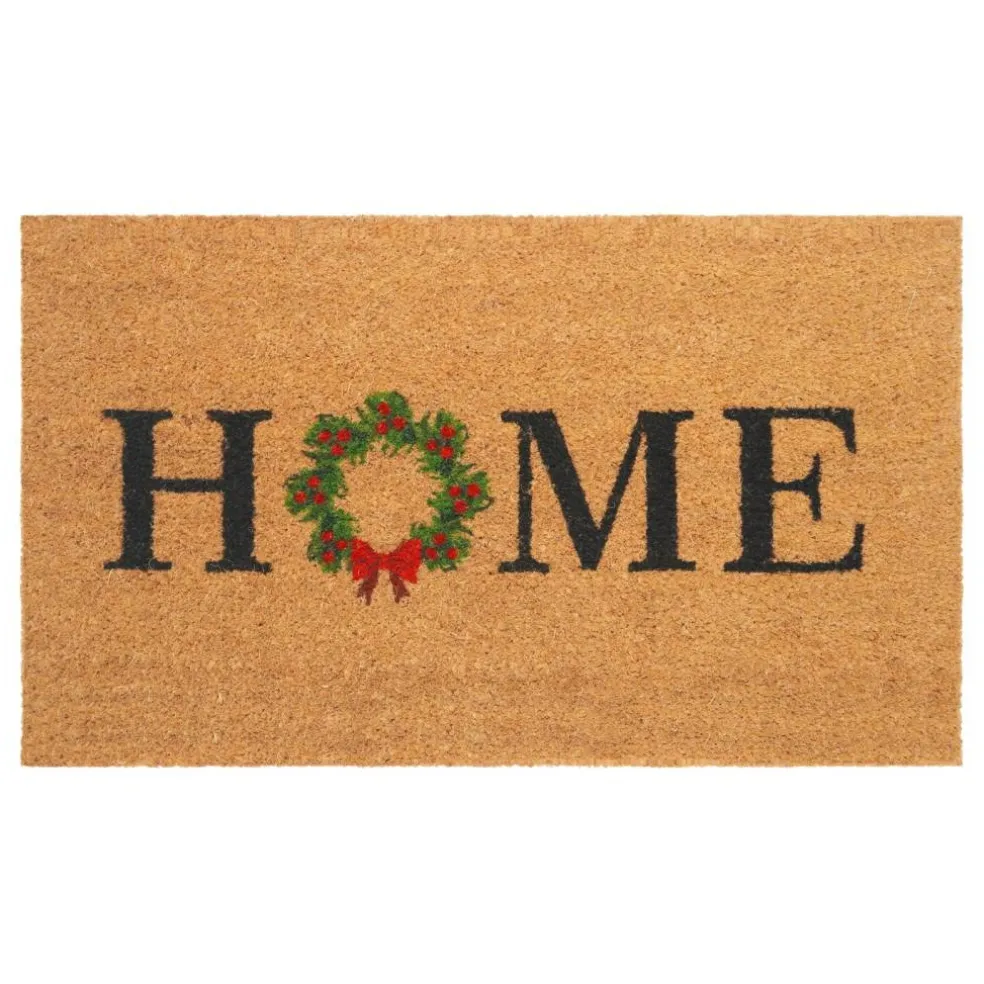 Home Christmas Wreath Doormat