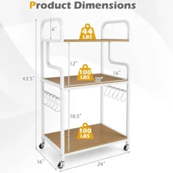 Home Office Rolling Printer Stand 3-Tier with Storage Shelves