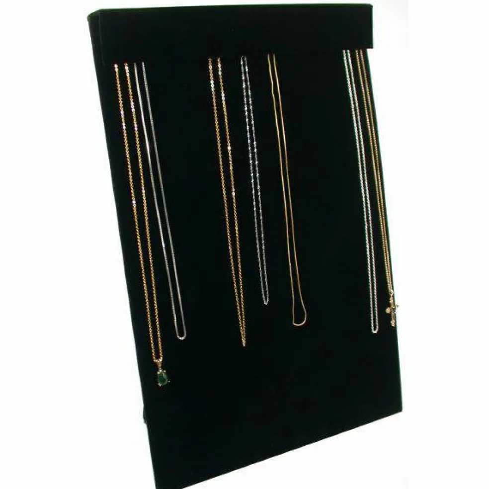 18 Hook Black Velvet Necklace Chain Slatwall Display Black Velvet
