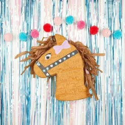 Horse Pinata for Western Cowboy Birthday Party, Brown Floral Pony Pinata for Cowgirl Farm Theme Decorations, Fillable Paper Party Game Supplies (12 x 16 x 3 Inch)